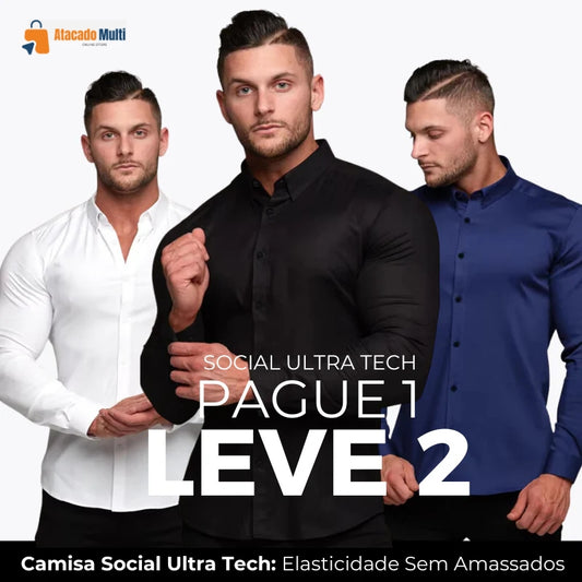 Camisa Social Ultra-Tech® Elasticidade e Sem amassados [COMPRE 1 & LEVE 2]
